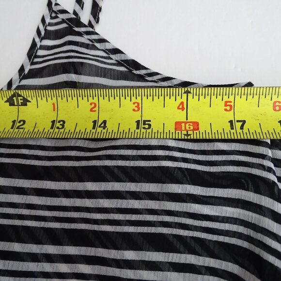 Into The Bleu by Amerex Striped Black White Handkerchief Hem Dress Women Size  L - Picture 9 of 10